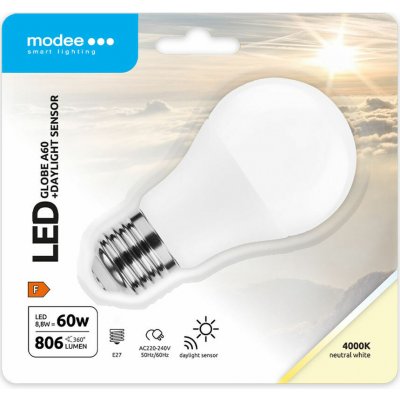 Modee Lighting LED Smart žárovka A60 8,8W neutrální bílá, světelný senzor MSL-G4000K8,8WE27-DLS – Hledejceny.cz