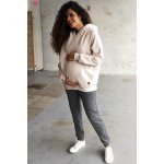 Hrubá těhotenská a kojící oversized mikina light beige – Zboží Dáma