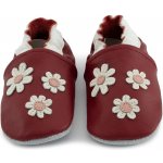 Carozoo Kožené capáčky s koženou podrážkou kopretiny Červená – Zboží Dáma