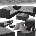 tectake 404298 zahradní ratanový nábytek siena - černá/šedá – Zboží Mobilmania