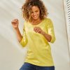 Dámská Trička Blancheporte Jednobarevné tričko se 3/4 rukávy a kulatým výstřihem žlutá