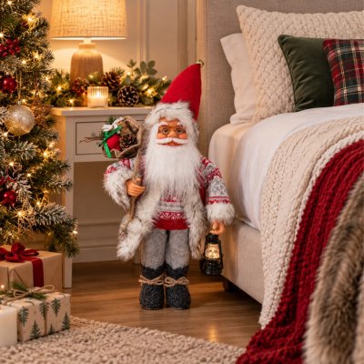 Real Garden Skandinávský Santa Claus s lucernou 60 cm - vánoční stojící figurka – Hledejceny.cz