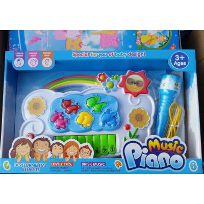 Bambilon piánko s mikrofonem plast na baterie v krabici 38 cm – Zboží Dáma