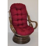 Ratanové houpací křeslo Swivel hnědé vínový polstr – Zboží Dáma