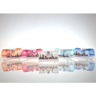 DT GLASS Vánoční malovaný trubicový svícen na 1 svíčku - Nová kolekce tmavě modrá – Hledejceny.cz