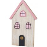 Anděl Přerov Domek s růžovými detaily dřevěný na postavení 12 x 20 cm – Hledejceny.cz