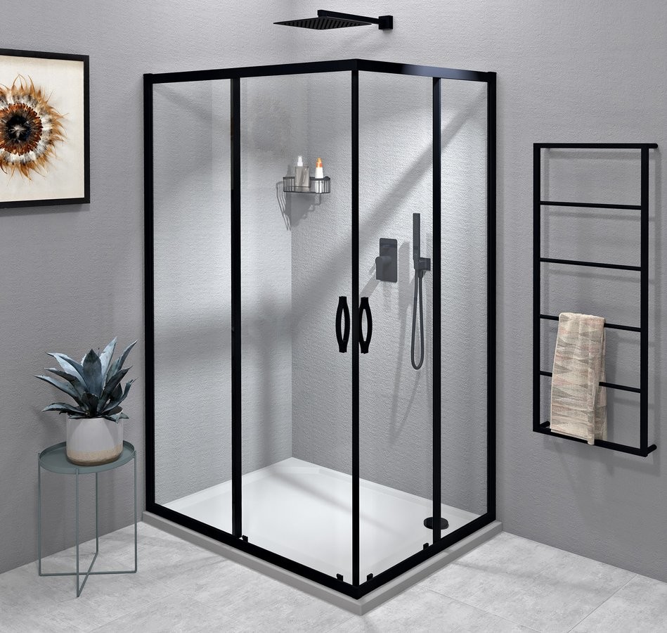 SIGMA SIMPLY BLACK obdélníkový sprchový kout 1200x1100 mm, L/P varianta, rohový vstup, čiré sklo