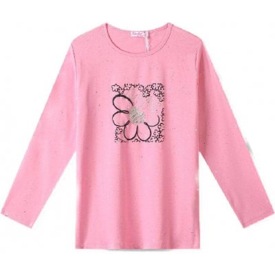Dívčí tričko S KYTIČKOU A TŘPYTKAMI Růžová – Zboží Dáma