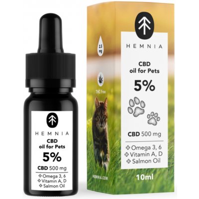 Hemnia CBD v lososovém oleji pro zvířata 5% CBD 500 mg 10 ml – Hledejceny.cz