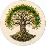 Woody Crafts Kruhové víko s otvorem na knopku - Strom života se zvířátky Velikost: 15 cm – Zbozi.Blesk.cz