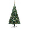 Vánoční stromek vidaXL Umělý vánoční půl stromek s LED a sadou koulí zelený 120 cm
