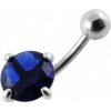 Piercing Šperky4U stříbrný piercing do pupíku tmavě modrý zirkon BP01017-B