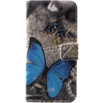 Pouzdro JustKing flipové modré motýl Huawei P20 Lite - šedé