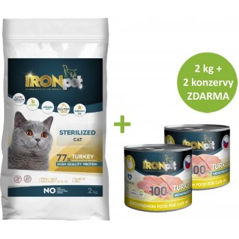 IRONpet Cat Sterilized Turkey Krůta 2 kg