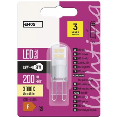 Emos LED žárovka 1,9W G9 neutrální bílá, ZQ9525 – Hledejceny.cz