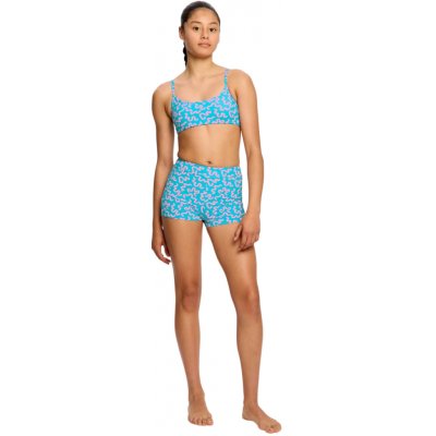 Modibodi dívčí menstruační plavky Performance Hi Waist Short Super Wavy Blue spodní díl – Zboží Dáma