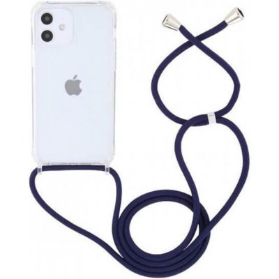 Pouzdro SES Průhledné silikonové ochranné se šňůrkou na krk Apple iPhone 12 Pro - tmavě modré