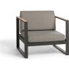 Zahradní židle a křeslo Diphano Hliníkové nízké křeslo Landscape Teak, 86x80x78 cm, rám hliník barva šedočerná (lava), polstrování venkovní tkanina barva hnědá (melé), područky teak