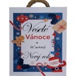 Bondecor Vánoční dřevěná dekorace - obdélník "Veselé Vánoce a šťastný Nový rok" 15x18cm – Hledejceny.cz