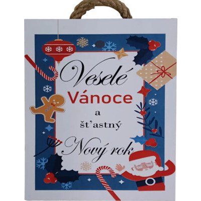 Bondecor Vánoční dřevěná dekorace - obdélník "Veselé Vánoce a šťastný Nový rok" 15x18cm – Hledejceny.cz