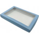 Dárková krabička a průhledným okénkem 22x15x2 cm modrá – Sleviste.cz