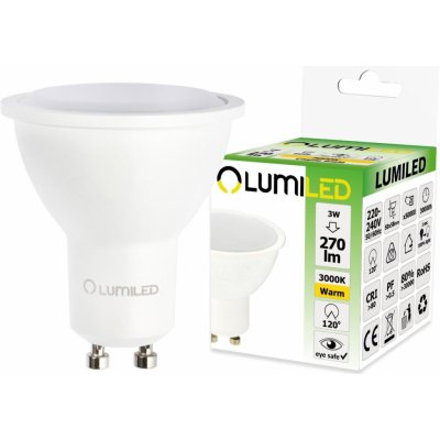 Lumiled LED žárovka LED GU10 3W 30W 270lm 3000K Teplá bílá 120° – Zboží Mobilmania
