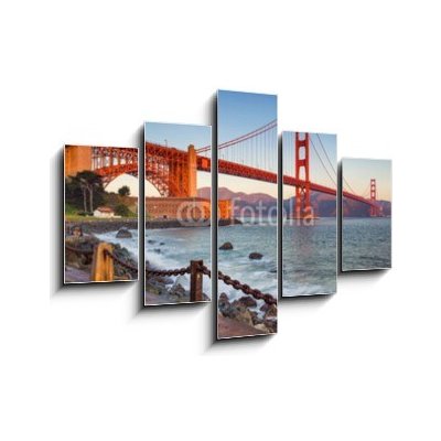 Obraz 5D pětidílný - 150 x 100 cm - San Francisco. Image of Golden Gate Bridge in San Francisco, California during sunrise. San Francisco. Obrázek Golden Gate Bridge v S