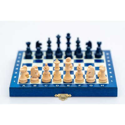 Magnetické dřevěné šachy mini modré – Zboží Živě