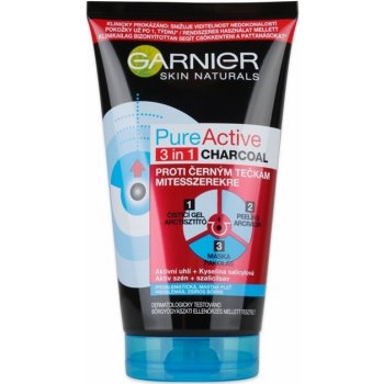 Garnier Skin Naturals Pure Active 3v1 aktivní uhlí proti černým tečkám 150 ml