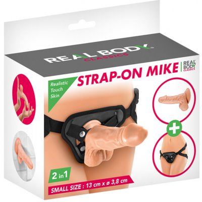 Real Body Připínací penis s postrojkem 13 x 3,8 cm – Zboží Dáma