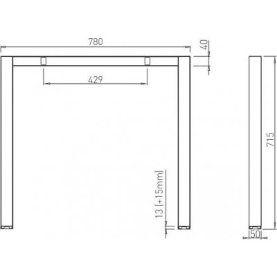 Voga HIDE HUBO šířka 800/600 mm výška 715 mm RAL9006G 800 mm – Zboží Mobilmania