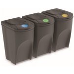 Prosperplast Sada 3 odpadkových košů SORTIBOX recyklovaná černá 3 x 35 L – Zboží Dáma