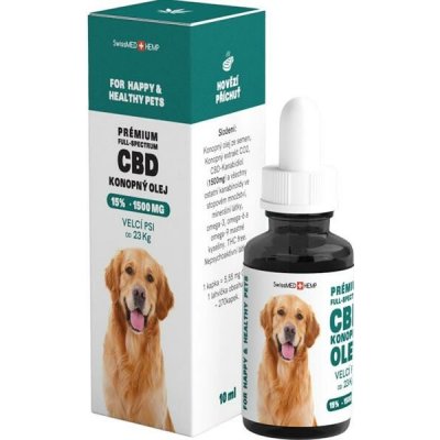 SwissMEDHEMP CBD konopný olej 15%, 10 ml velký pes – Hledejceny.cz