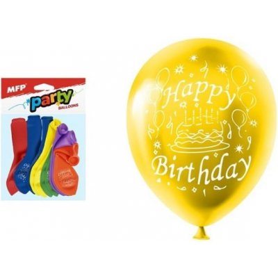 Balónek M standard 23 cm Happy Birthday mix – Zboží Mobilmania