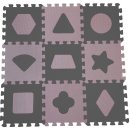 Baby Dan Pěnová hrací podložka puzzle Geometrické tvary, Rose 90x90 cm šedé