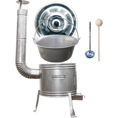 Perfect Home kotlík na guláš železo 30 l 0,75 mm kotlina nerez TOPLUX průměr 45 cm poklice nerez 48 cm INOX naběračka 350 ml a vařečka 50 cm TOPLUX – Zboží Dáma