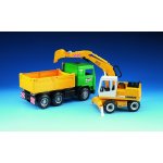 Bruder 2751 Červeno žlutá SKLÁPĚČKA MAN TGA s bagrem – Sleviste.cz