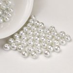 NUBIO Skleněné korálky s perleťovým efektem - 6 mm, bílé – Zboží Dáma