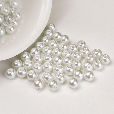 NUBIO Skleněné korálky s perleťovým efektem - 6 mm, bílé – Zboží Dáma