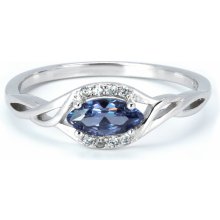 Rafity Stříbrný prsten s tanzanitem a zirkony R0091-28