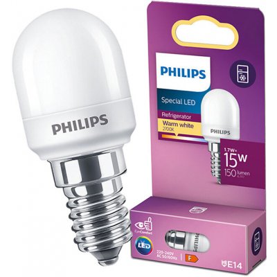 Philips 8718699771935 LED žárovka 1x1,7W E14 150lm 2700K teplá bílá, matná bílá, do lednice, EyeComfort – Sleviste.cz