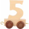 Dřevěná hračka Small Foot Vagónek vláčkodráhy přírodní číslice číslo 5