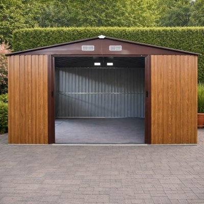 BestBerg BBSH-1113W 13,3 m² 342,5 x 389 x 202 cm dekor dřeva/hnědá – Zboží Dáma