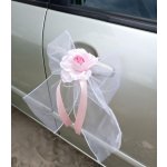 Mašlička dekorační bílá s LUX růžičkou - 2ks - růžová – Zboží Dáma Mašlička dekorační bílá s LUX růžičkou - 2ks - růžová – Zboží Dáma