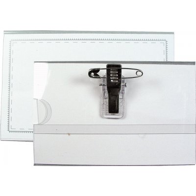 Jmenovka klips + špendlík 57x90mm čirá – Zboží Dáma