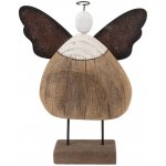 Dřevěná dekorace široký anděl s drátěnou svatozáří a patinou M Celpas – 13x5x19 cm – Hledejceny.cz