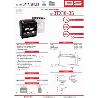 BS-Battery BTX16-BS