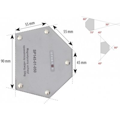 Spartus Úhlový magnet 22kg 6-úhelník SP145-01-050 – Zbozi.Blesk.cz