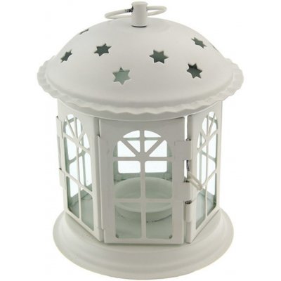 SEIZIS Lucerna kovová kulatá 16,5cm, bílá – Zboží Dáma