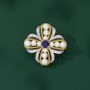 Brož Éternelle Luxusní perlová brož se zirkony Virginia B8136-XH3216 Stříbrná Bílá